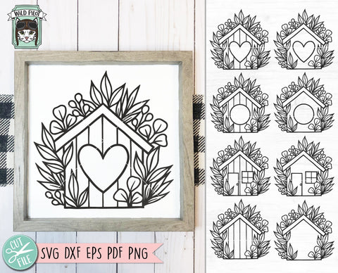 Home SVG file, House Leaves SVG File, House Cut File, Real Estate SVG, New Home SVG, Monogram Frame SVG, Front Door SVG, Birdhouse SVG, Welcome SVG, Heart SVG SVG Wild Pilot 