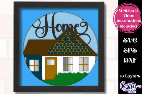 Home Svg Shadow Box, 3D Housewarming Gift Svg Shadow Box SVG Crafty Mama Studios 