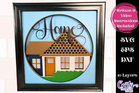 Home Svg Shadow Box, 3D Housewarming Gift Svg Shadow Box SVG Crafty Mama Studios 