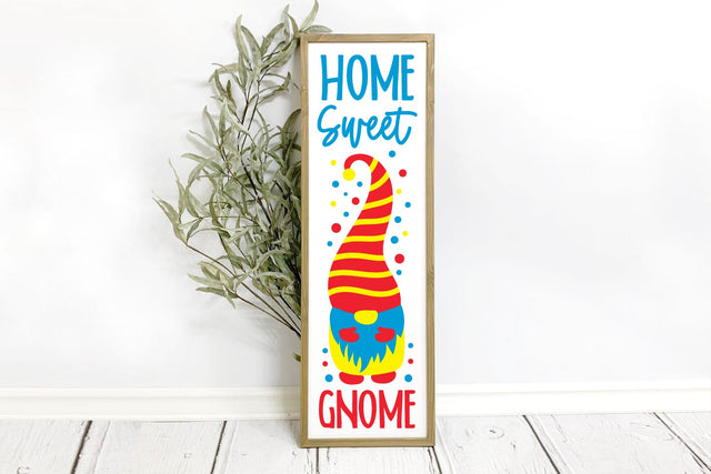 Home Sweet Gnome | Summer Vertical Porch Sign SVG SVG Shine Green Art 