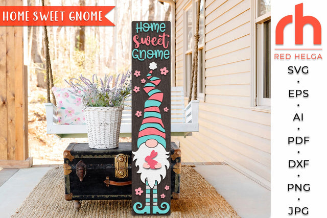 Home Sweet Gnome SVG, Porch Board Cut File, Spring Sign DXF SVG RedHelgaArt 