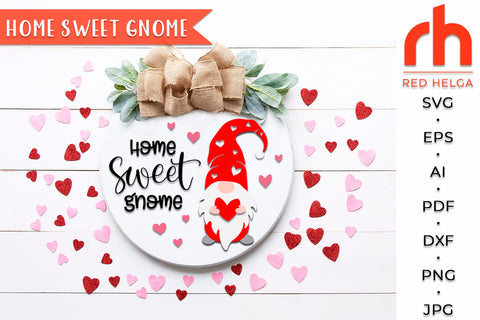 Home Sweet Gnome SVG - Round Door Hanger SVG RedHelgaArt 