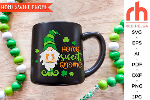 Home Sweet Gnome SVG, Round Hanger Cut File, St. Patrick's Day Sign DXF SVG RedHelgaArt 