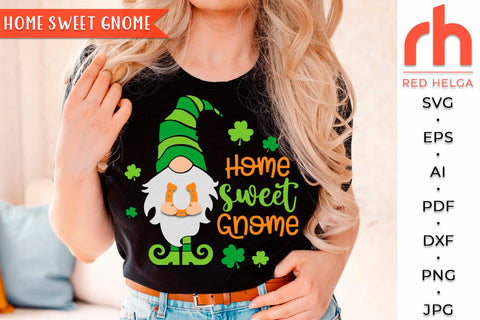 Home Sweet Gnome SVG, Round Hanger Cut File, St. Patrick's Day Sign DXF SVG RedHelgaArt 