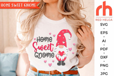 Home Sweet Gnome SVG - Round Hanger Cut File - Valentine’s Door DXF SVG RedHelgaArt 