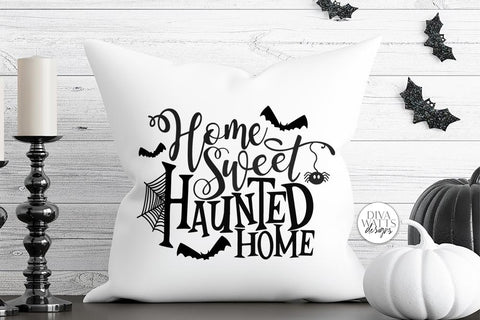 Home Sweet Haunted Home SVG | Halloween Round Sign Design SVG Diva Watts Designs 