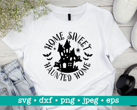 Home sweet haunted home svg, Halloween sign svg, Halloween door decor svg, Haunted house svg, Happy halloween svg, Haunted house svg SVG MAKStudion 