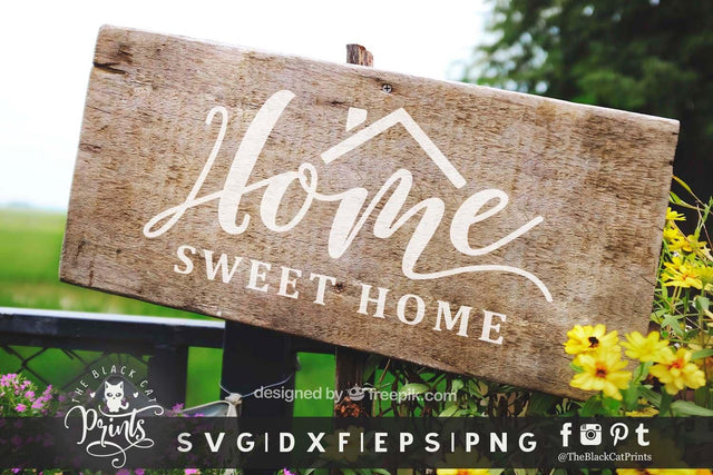 Home Sweet Home cut file SVG TheBlackCatPrints 