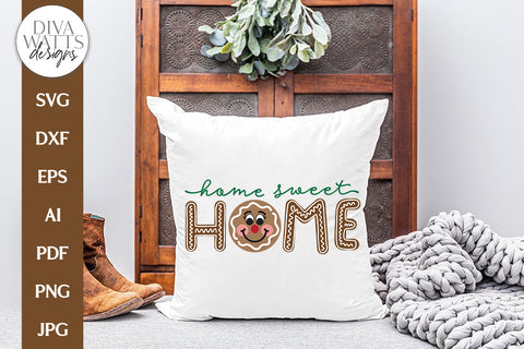Home Sweet Home Gingerbread SVG | Winter / Christmas Door Hanger Design SVG Diva Watts Designs 