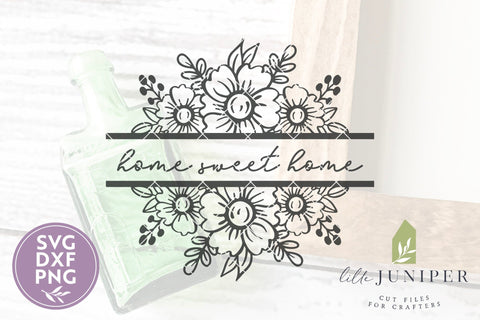 Home Sweet Home Round Sign Floral SVG SVG LilleJuniper 