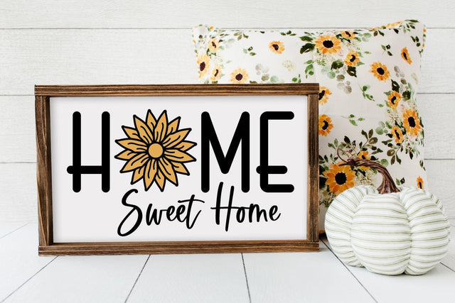 Home Sweet Home | Sunflower Farmhouse Sign SVG SVG Shine Green Art 