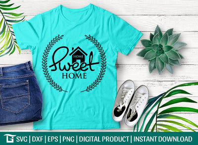 Home Sweet Home Svg Cut File, Home Svg, Wreath Svg, Home Sweet Home Svg, Tshirt Design, SVG ETC Craft 