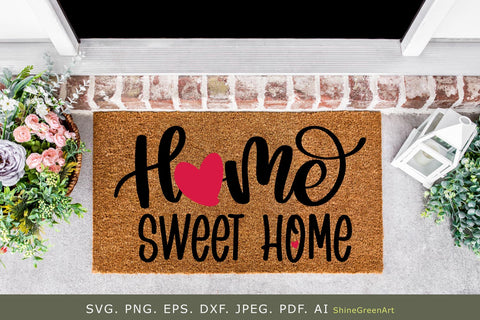 Home Sweet Home SVG | Farmhouse Sign, Doormat, Round Design SVG Shine Green Art 