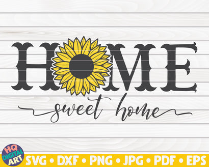 Home sweet home SVG | Horizontal sign with Sunflower SVG SVG HQDigitalArt 