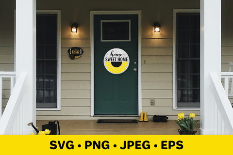 Home Sweet Home SVG. Sunflower round door sign SVG LaBelezoka 
