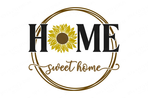 Home Sweet Home with Sunflower and Wreath | Cutting File | Fall Sign | Fall Welcome Sign | DXF SVG and More! | Round Sign | Square Sign SVG Diva Watts Designs 
