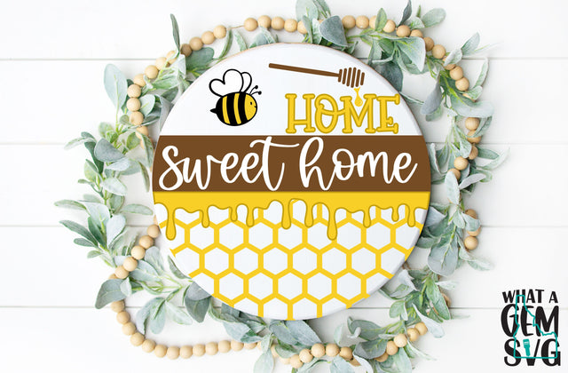 Home Sweet Honeycomb Home SVG Door Hanger | Summer Welcome Honeybee Door Hanger SVG | Honeycomb Door Sign SVG | Honeybee svg | Summer svg SVG What A Gem SVG 