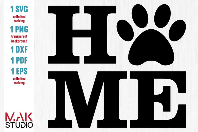 Home with paw print svg, Paw print svg, Dog svg, Paw print cut file, Paw print dxf, Paw print eps SVG MAKStudion 