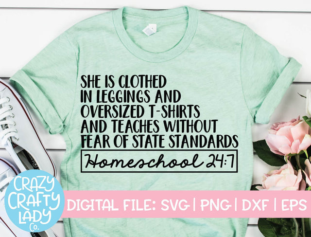 Homeschool 24:7 | Mom | Funny School Quote SVG Cut File SVG Crazy Crafty Lady Co. 