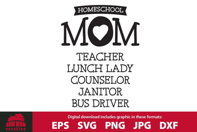 Homeschool Mom - Funny Homeschool Mom Quote SVG Cutting File SVG Bow Wow Creative 