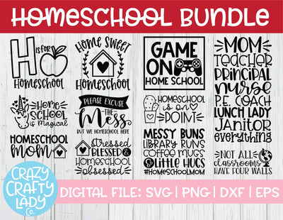 Homeschool | School Quote SVG Cut File Bundle SVG Crazy Crafty Lady Co. 