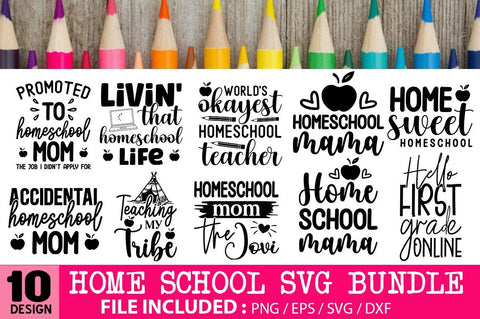 Homeschool SVG Bundle.Back to School Cut File, Kids' Home School Saying, SVG Designangry 
