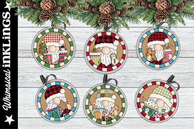 Homespun Christmas Gnome Ornaments Sublimation Whimsical Inklings 