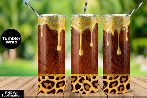 Honey 20 oz Skinny Tumbler Wrap Sublimation Design Fur & Leopard Sublimation Sublimatiz Designs 