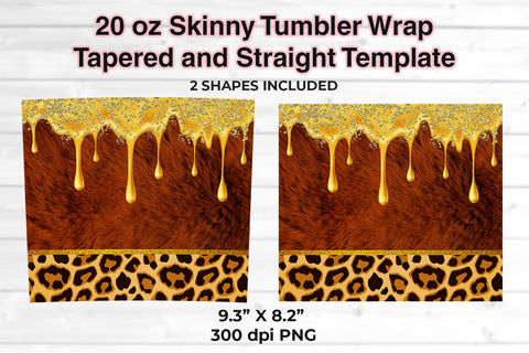 Honey 20 oz Skinny Tumbler Wrap Sublimation Design Fur & Leopard Sublimation Sublimatiz Designs 