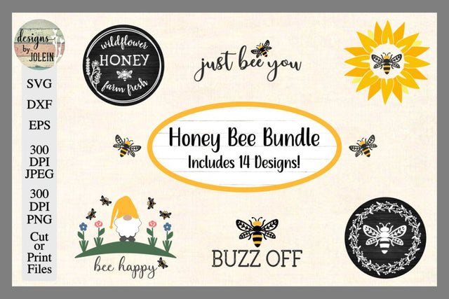 Honey Bee Bundle SVG Designs by Jolein 