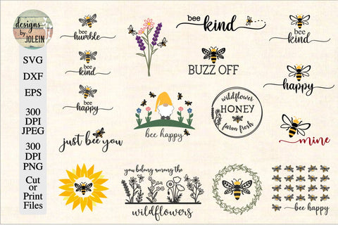 Honey Bee Bundle SVG Designs by Jolein 