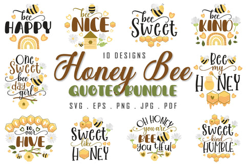 Honey Bee Clipart And Quotes SVG Bundle SVG dapiyupi store 