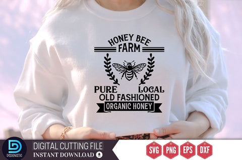 Honey bee farm pure local old fashioned organic honey SVG, Honey bee farm pure local old fashioned organic honey SVG DESIGNISTIC 