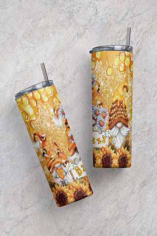 Honey Bee Gnomes ,Spring,Sunflower Full Wrap Skinny ,Straight Tumbler Sublimation ,Digital Download, PNG,JPG Sublimation CaldwellArt 