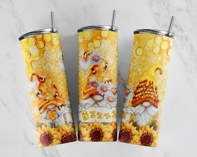 Honey Bee Gnomes ,Spring,Sunflower Full Wrap Skinny ,Straight Tumbler Sublimation ,Digital Download, PNG,JPG Sublimation CaldwellArt 