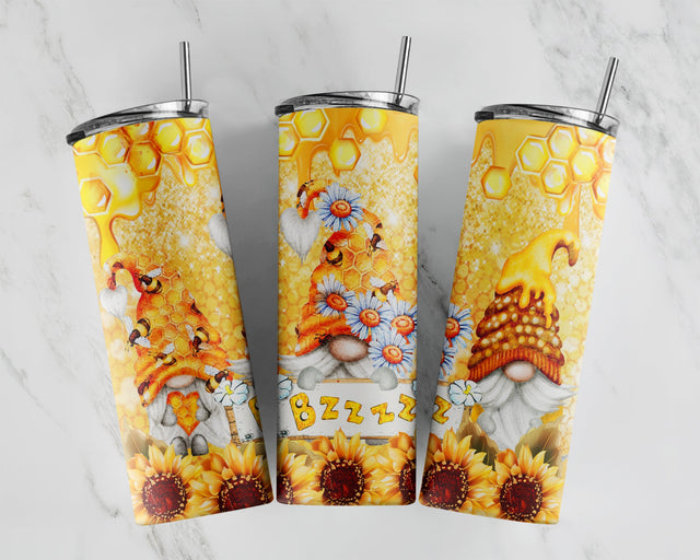 Honey Bee Gnomes ,Spring,Sunflower Full Wrap Skinny ,Straight Tumbler Sublimation ,Digital Download, PNG,JPG Sublimation CaldwellArt 