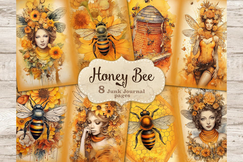 Honey Bee Junk Journal Pages | Woman Journal Printable SVG GlamArtZhanna 