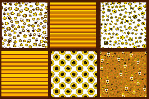 Honey Bee Pattern. Digital Paper. Gnome Bee. Bumble Bee Digital Pattern Samaha Design 