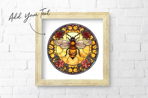 Honey Bee Round Sublimation Stained Glass Background Sublimation OrangeBrushStudio 