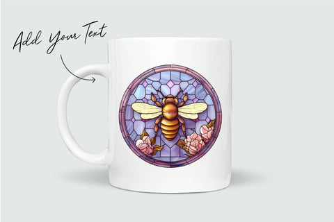 Honey Bee Round Sublimation Stained Glass Background Sublimation OrangeBrushStudio 