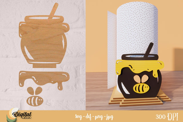 Honey Bee Silhouette SVG. Paper Towel Roll Holders Laser Cut SVG Evgenyia Guschina 
