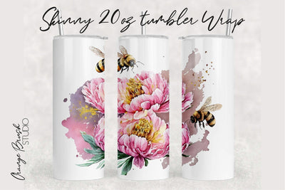 Honey Bee Skinny Tumbler Sublimation Design PNG Sublimation OrangeBrushStudio 