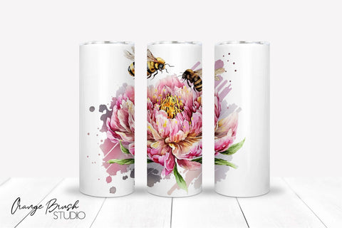 Honey Bee Skinny Tumbler Sublimation Design PNG Sublimation OrangeBrushStudio 