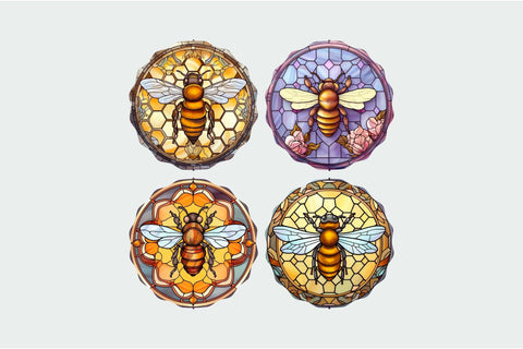 Honey Bee Stained Glass Wind Spinner Sublimation Bundle Sublimation OrangeBrushStudio 