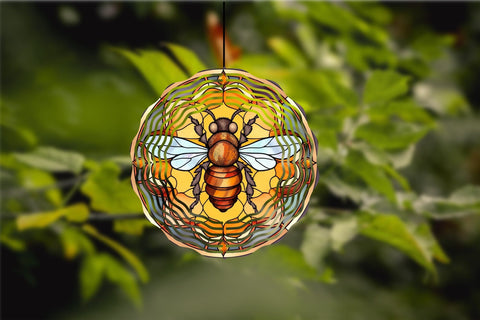 Honey Bee Stained Glass Wind Spinner Sublimation Bundle Sublimation OrangeBrushStudio 