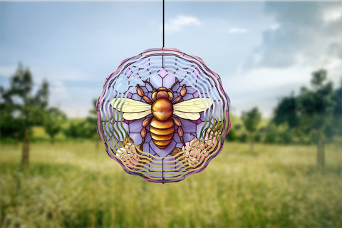 Honey Bee Stained Glass Wind Spinner Sublimation Bundle Sublimation OrangeBrushStudio 