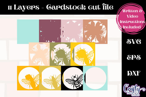 Honey Bee Svg Shadow Box, 3D Spring Flowers SVG File SVG Crafty Mama Studios 