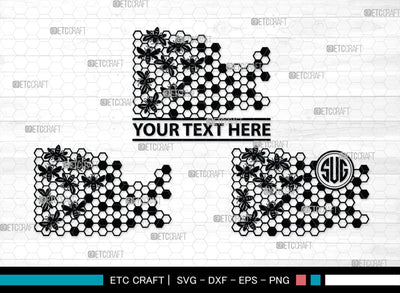 Honey Bees Monogram, Honey Bees Silhouette, Honey Bees SVG, Honey Svg, Beehive Svg, Honeycomb Svg, Bumble Bee Svg, SB00178 SVG ETC Craft 