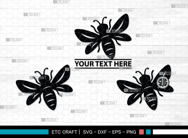 Honey Bees Monogram, Honey Bees Silhouette, Honey Bees SVG, Honey Svg, Beehive Svg, Honeycomb Svg, Bumble Bee Svg, SB00178 SVG ETC Craft 