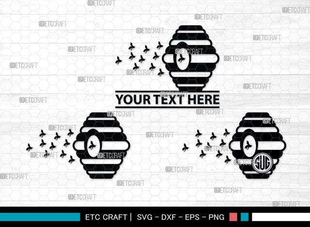 Honey Bees Monogram, Honey Bees Silhouette, Honey Bees SVG, Honey Svg, Beehive Svg, Honeycomb Svg, Bumble Bee Svg, SB00178 SVG ETC Craft 